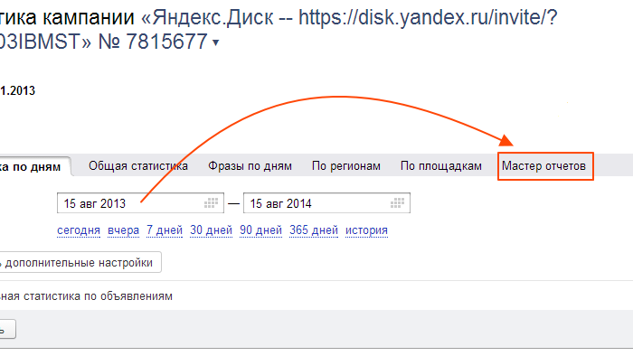 Мастер отчетов в Яндекс Директе